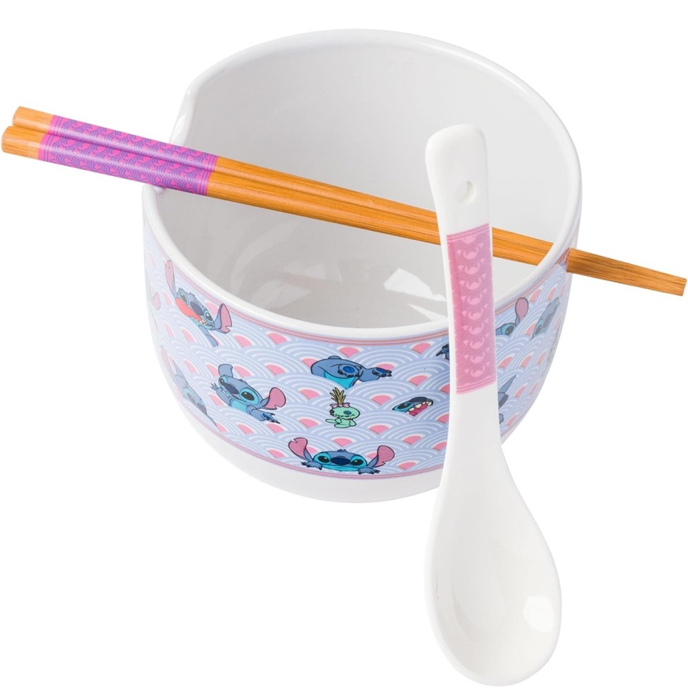 Disney Stitch Bowl Set with Chopsticks and Spoon